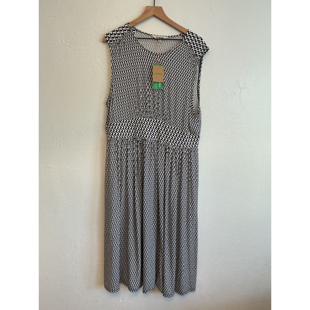 Boden Navy White Geometric Sleeveless Jersey Midi Dress US 16-18R NWT D0583